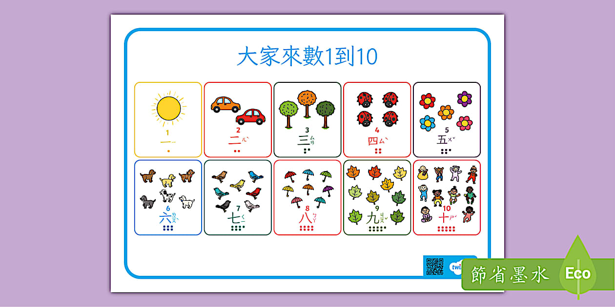 大家來數1到10單字卡|中文注音 - Twinkl