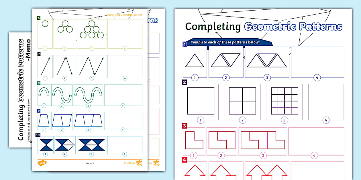Geometric Patterns Worksheets | Twinkl Maths South Africa