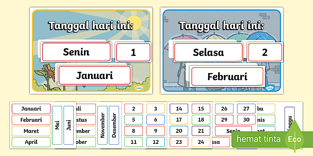 Poster Kreatif Tanggal Hari ini - Twinkl Indonesia - Twinkl