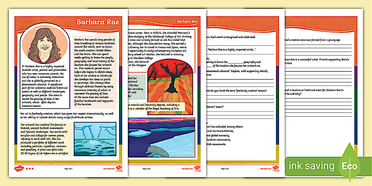 Barbara Rae Differentiated Reading Comprehension - Twinkl