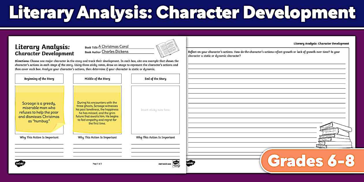 Character Development Analysis Worksheet (Teacher Made)