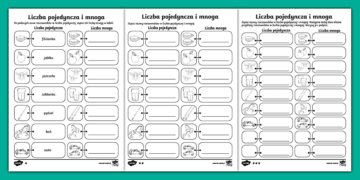Trousers Liczba Pojedyncza Czy Mnoga Liczba pojedyncza i mnoga rzeczowników | Karta pracy