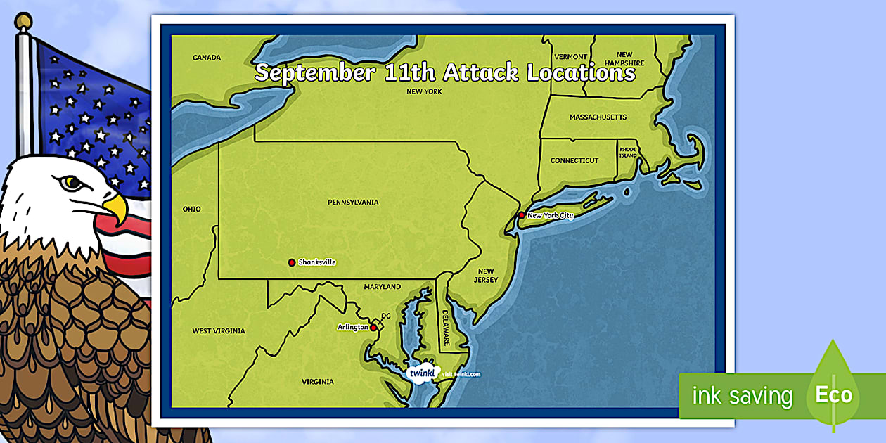 9/11 Attack Locations Map | Patriot Day | Twinkl USA