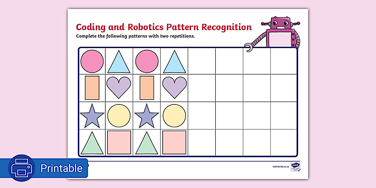 Grade R Coding And Robotics Pattern Recognition Shapes