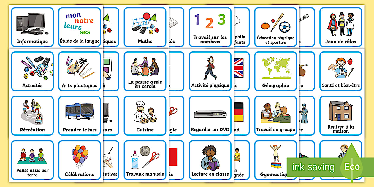 Emploi du temps visuel à imprimer (professor feito)