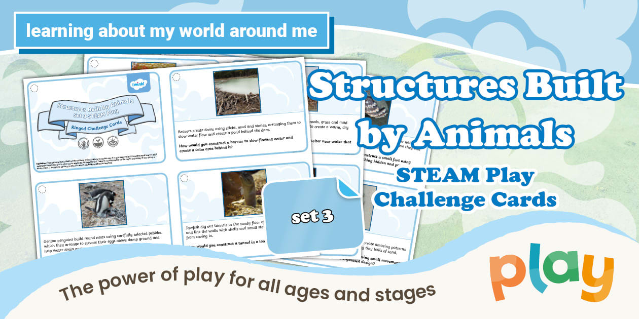 Structures Built by Animals Set 3 STEAM Play Challenge Cards