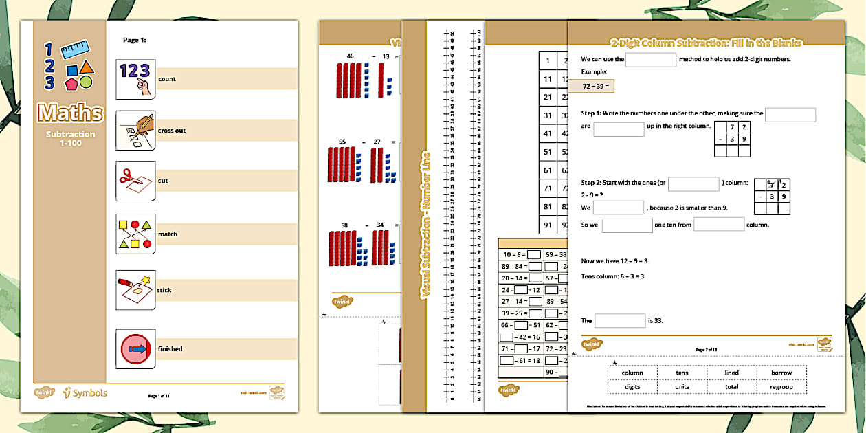 👉 SEND Older Learners Structured Steps Maths Subtraction 1 100