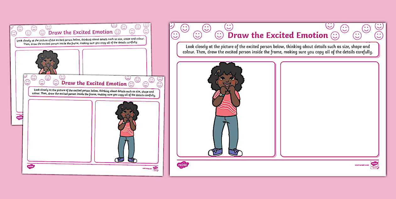 Draw the Excited Emotion Worksheet (teacher made) Twinkl