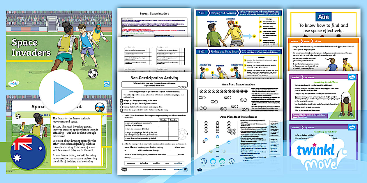 Move PE Year 3 Soccer - Lesson 3 Space Invaders - Twinkl