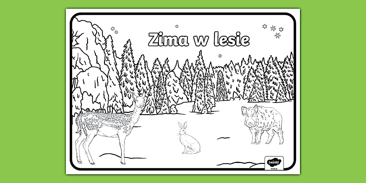 Sprawdzian Z Kl Ii Edukacja Przyrodnicza Zima Zima w lesie | Edukacja przyrodnicza | Kolorowanka - Twinkl