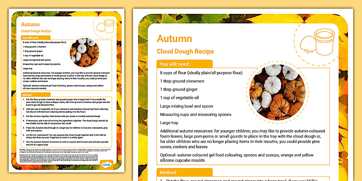 Autumn Cloud Dough Recipe | Sensory | Twinkl (teacher made)