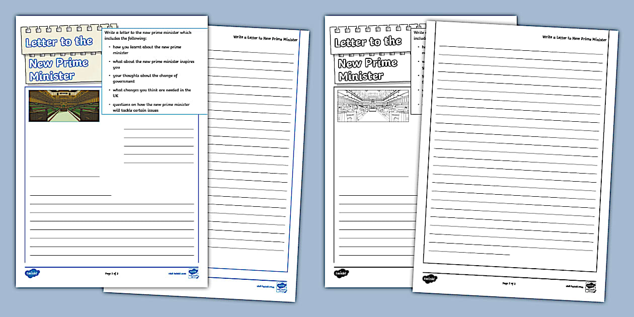 Letter to the New Prime Minister Template Twinkl