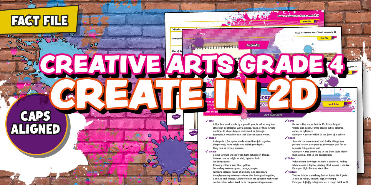 Grade 4 - Creative Arts - Term 2 - Create in 2D - Fact File (CAPS Aligned)