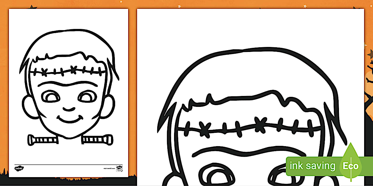 Colouring In Head Frankenstein Head Colouring Page - Primary Resources