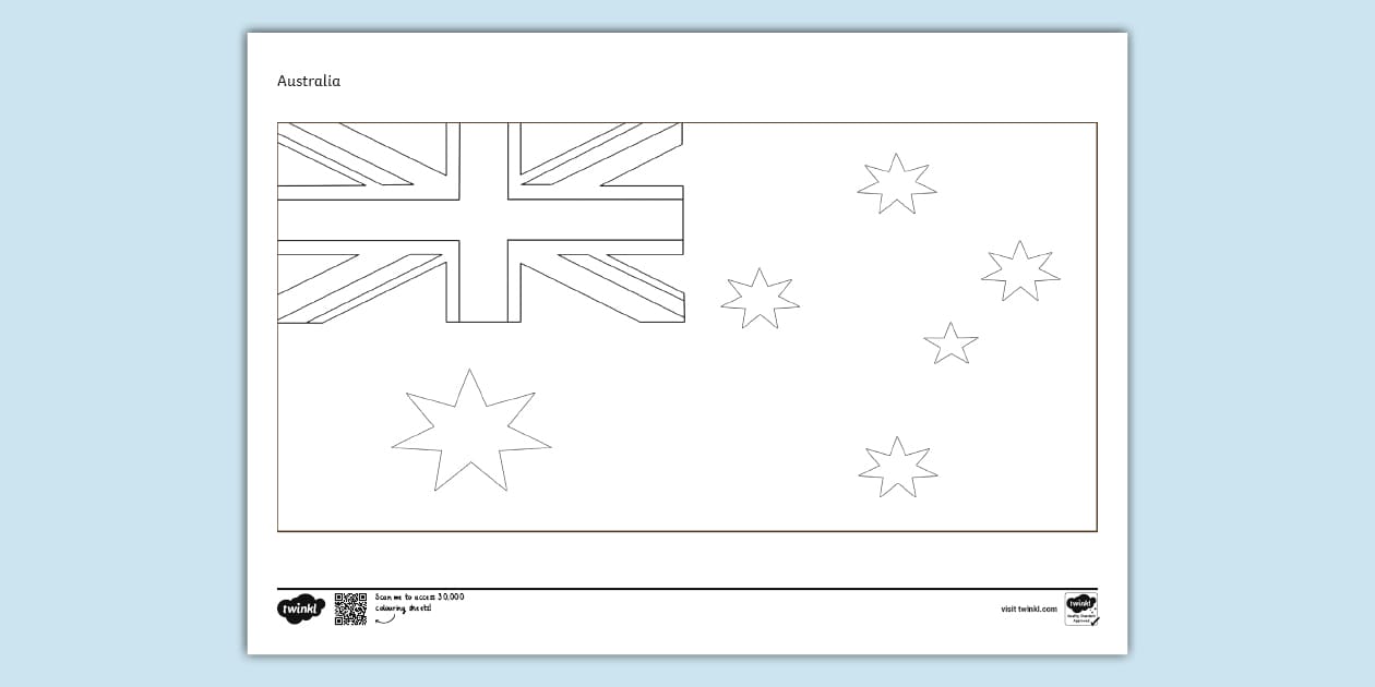 Australia Flag Template Colouring Sheet (teacher made)