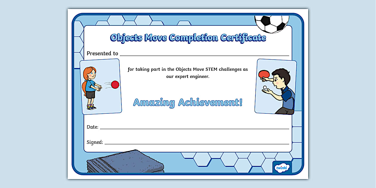 STEM IU Foundation Objects Move Completion Certificate