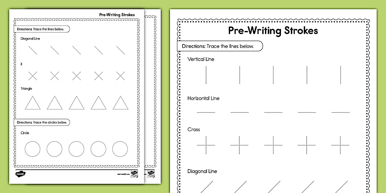 Early Childhood Pre-Writing Strokes Worksheet