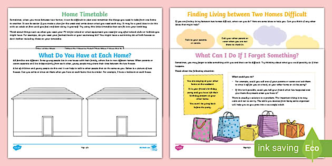 Living in Two Different Homes Family Separation Activity