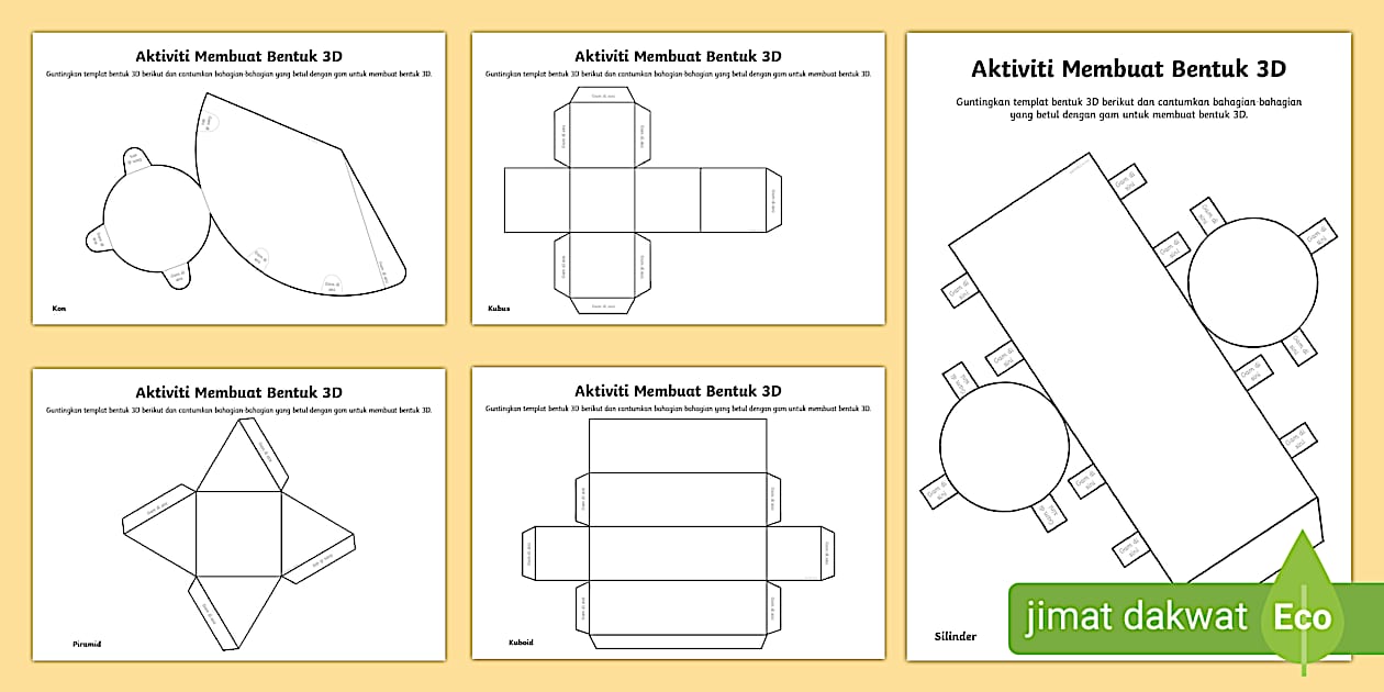 Aktiviti Membuat Bentuk 3D Tahun 1 dan Tahun 2 - Twinkl