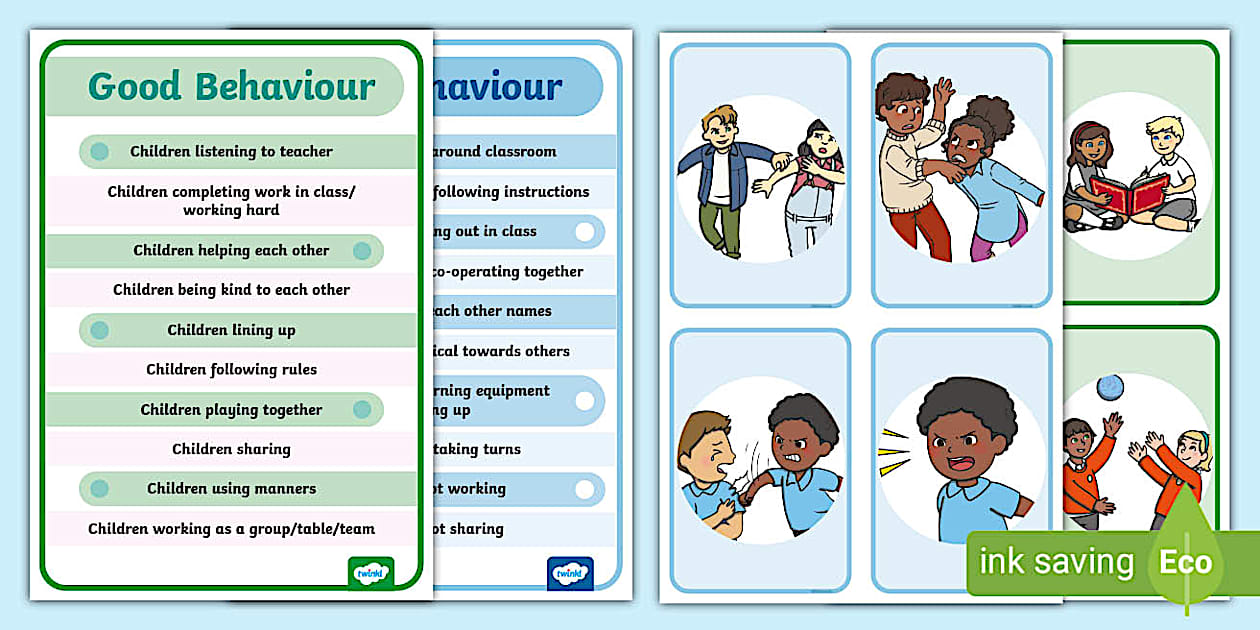 Good Bad Behavior Flashcards (Teacher-Made) - Twinkl
