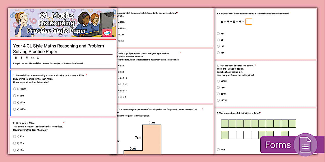 Year 4 Maths Reasoning and Problem Solving GL Style Practice Paper