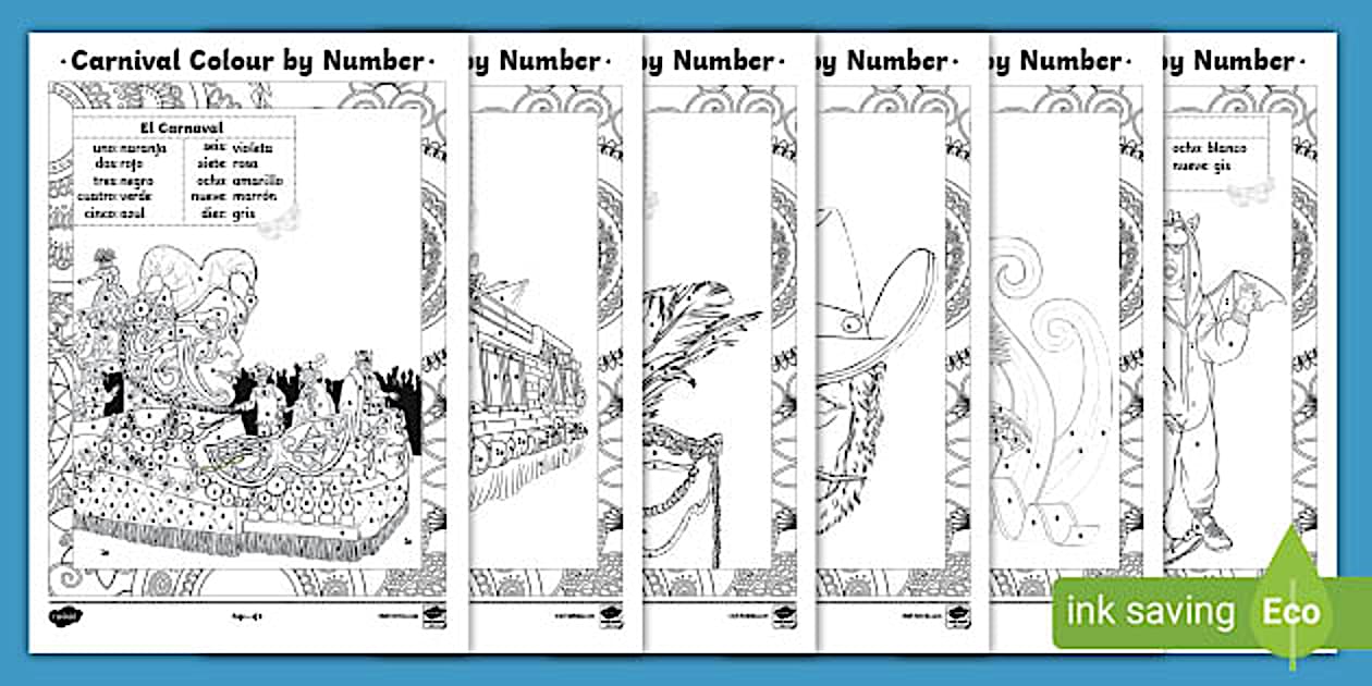 Carnival Costumes Color by Number (Teacher-Made) - Twinkl