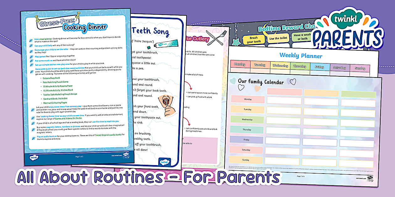 Daily Routine Parent Routines Activity Pack for Parents