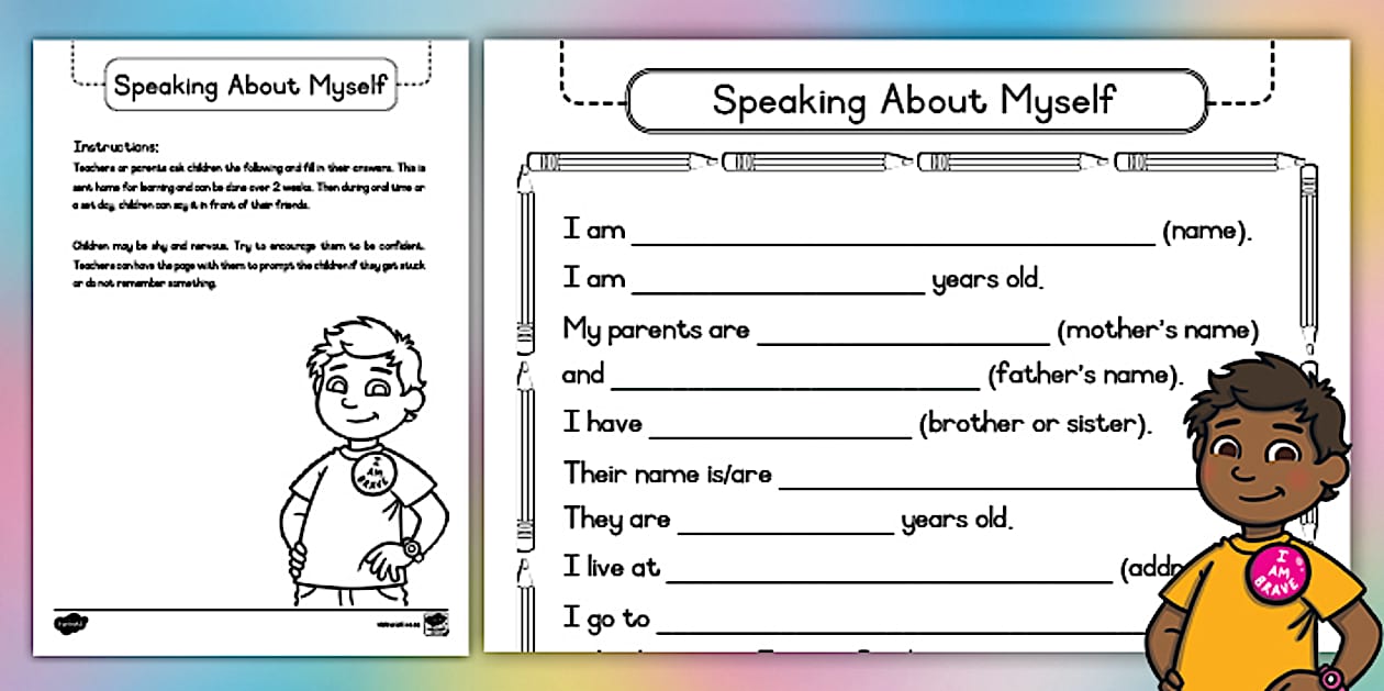 Grade R English -Worksheet: Talking About Me (CAPS Aligned)