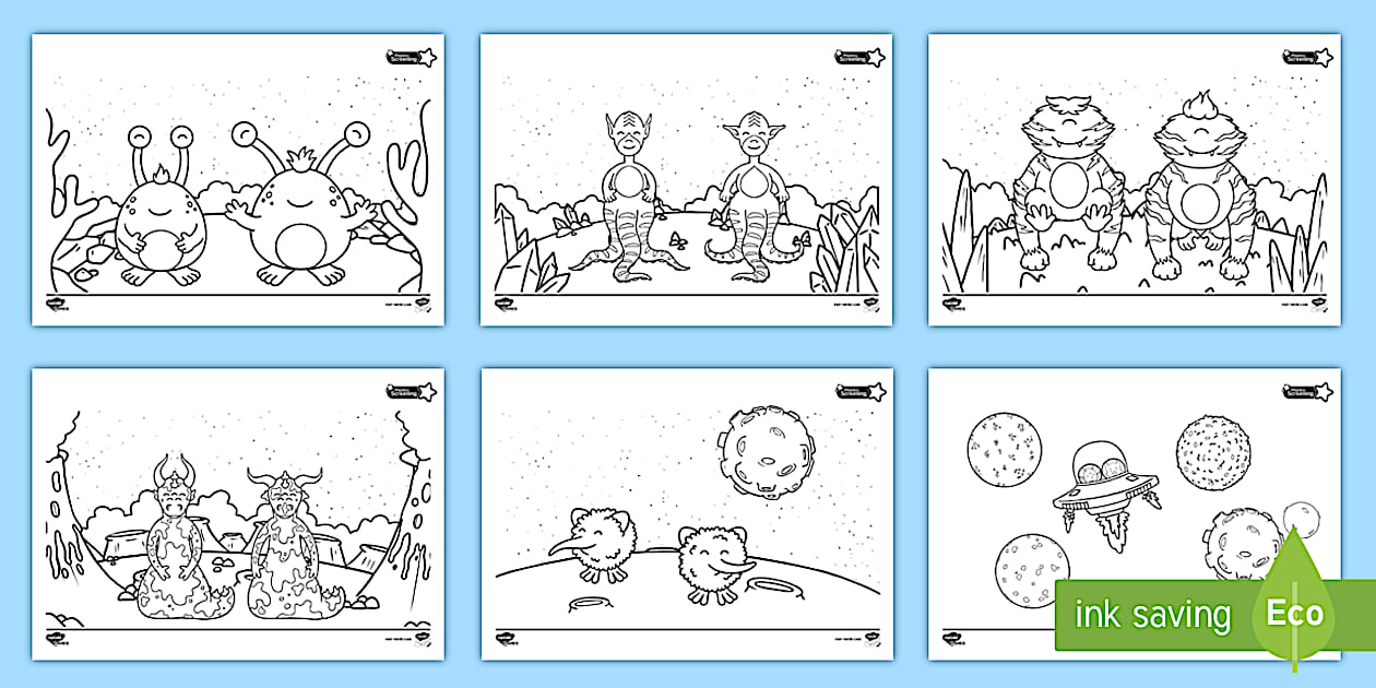 Phonics Screening Check: Galaxy and Alien Colouring Pages