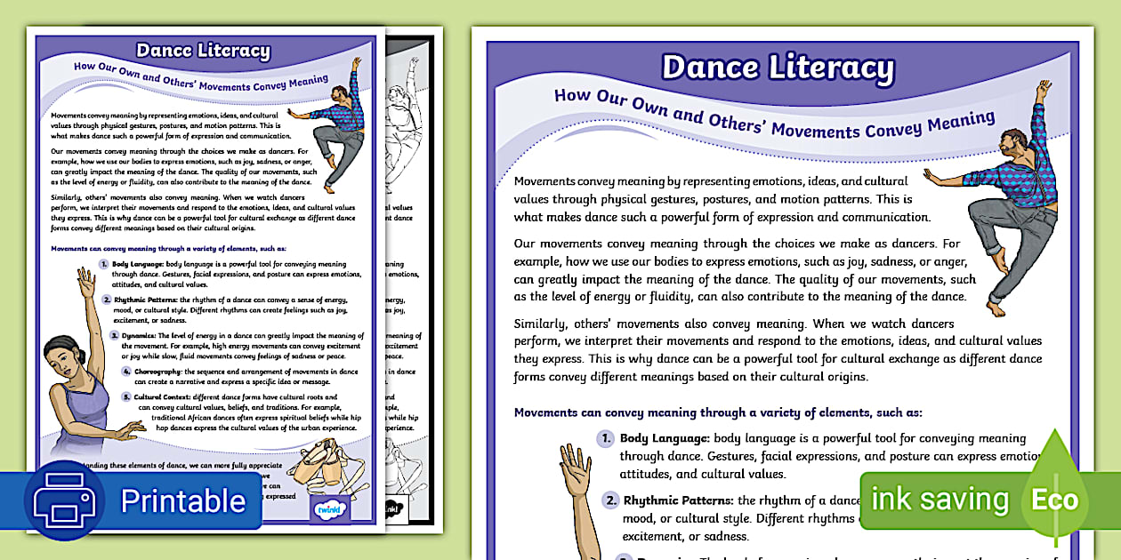 Dance Literacy – How Movements Convey Meaning - Twinkl
