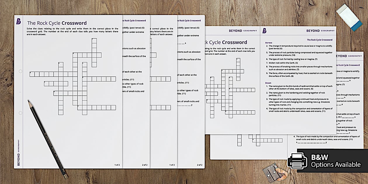 The Rock Cycle Crossword (teacher made) Twinkl