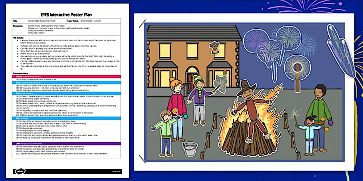 Bonfire Night EYFS Interactive Poster Plan - Twinkl