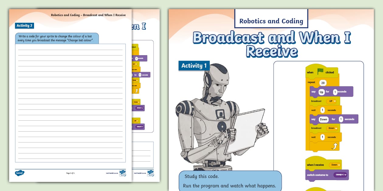 Robotics and Coding - Broadcast and When I Receive - Twinkl