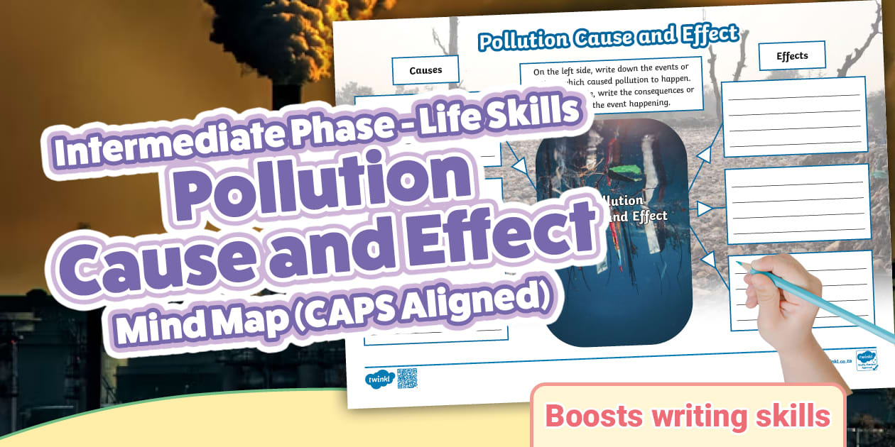 Pollution - Cause and Effect Mind Map (CAPS Aligned)