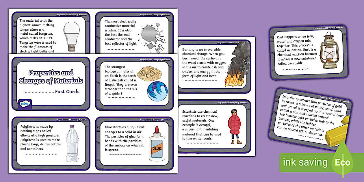 Properties and Changes of Materials Fact Cards - Twinkl