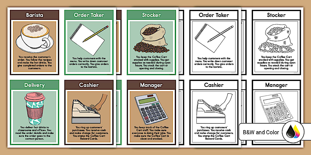 Coffee Cart Job Cards (Teacher-Made) - Twinkl