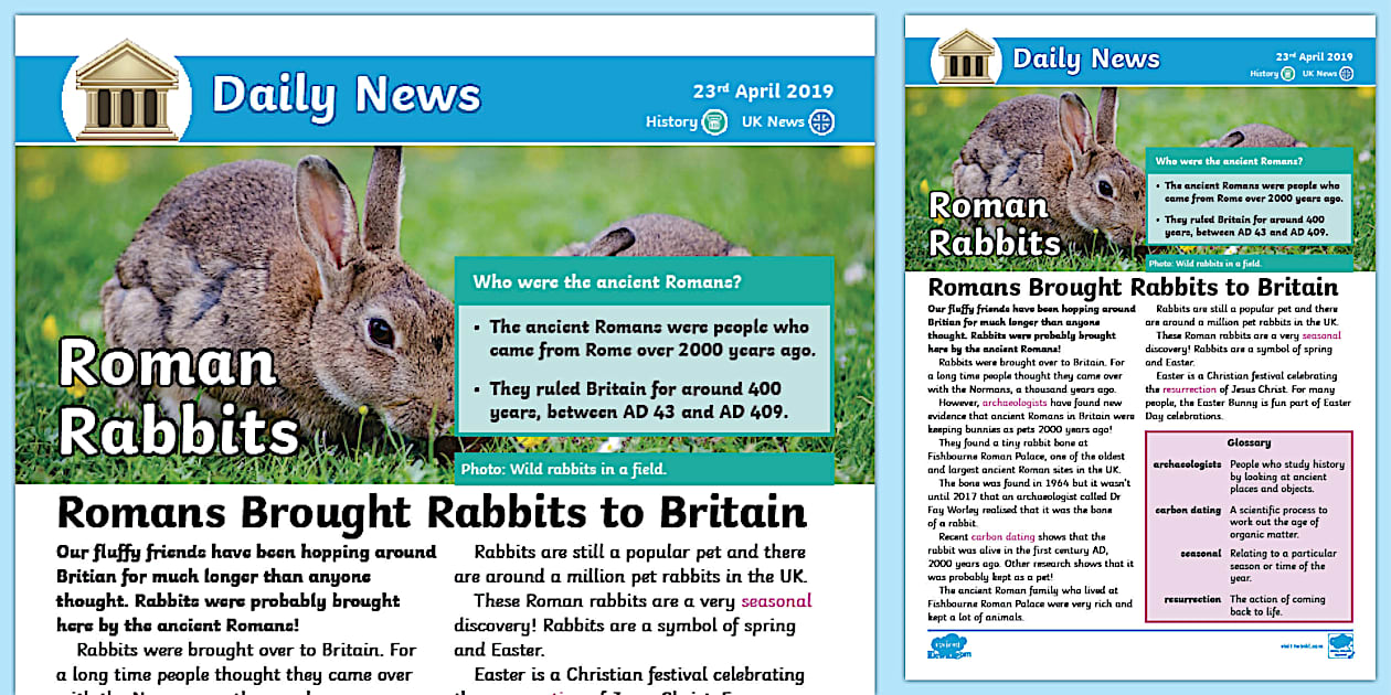 LKS2 Roman Rabbits Daily News Story (Teacher-Made) - Twinkl