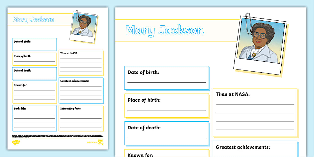 Mary Jackson Fact File Template (teacher made) - Twinkl