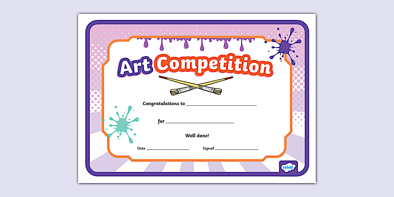 Art Competition Certificate (creat de profesori) Twinkl