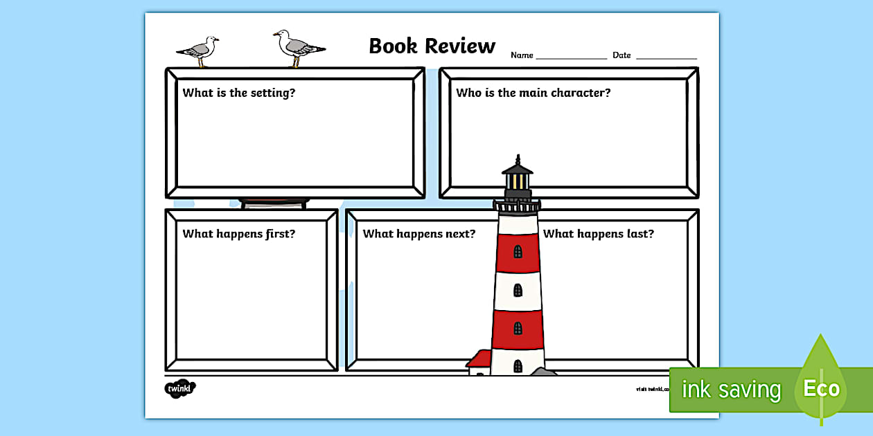 Black and White Lighthouse Book Review Writing Frame
