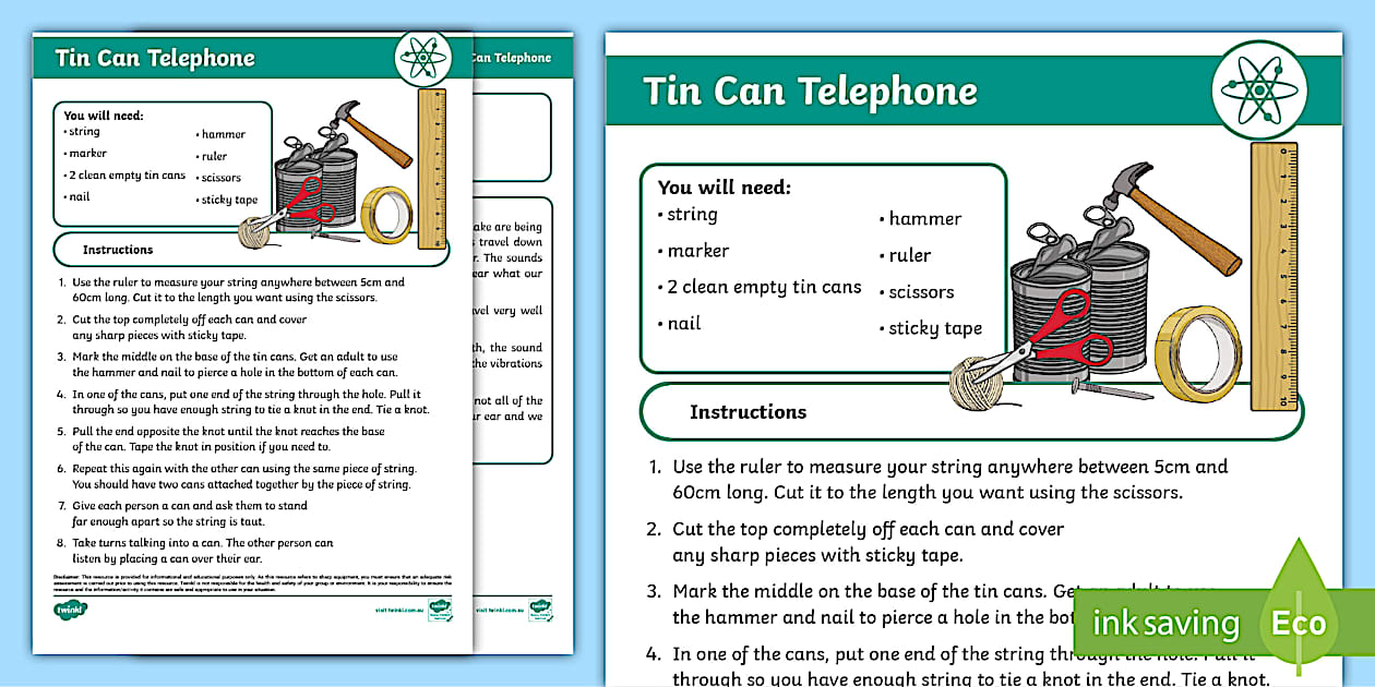 Tin Can Telephone Experiment (teacher made) - Twinkl