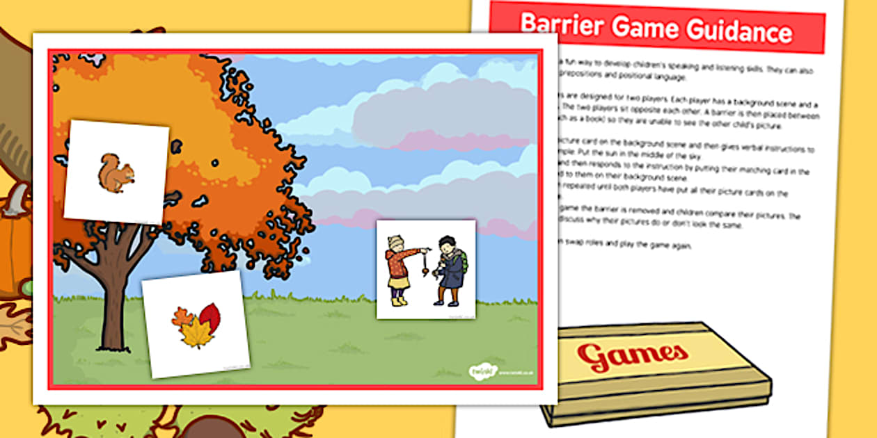 Autumn Trees Barrier Game (teacher made) - Twinkl