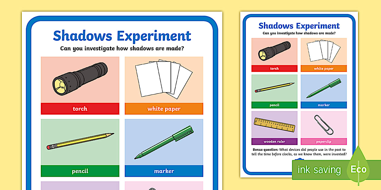 Editable Science Light and Shadows Investigation Prompt Display Poster