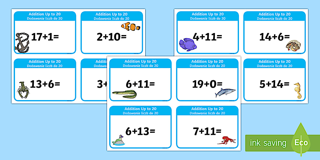 Addition up to 20 Cards English/Polish (Teacher-Made)