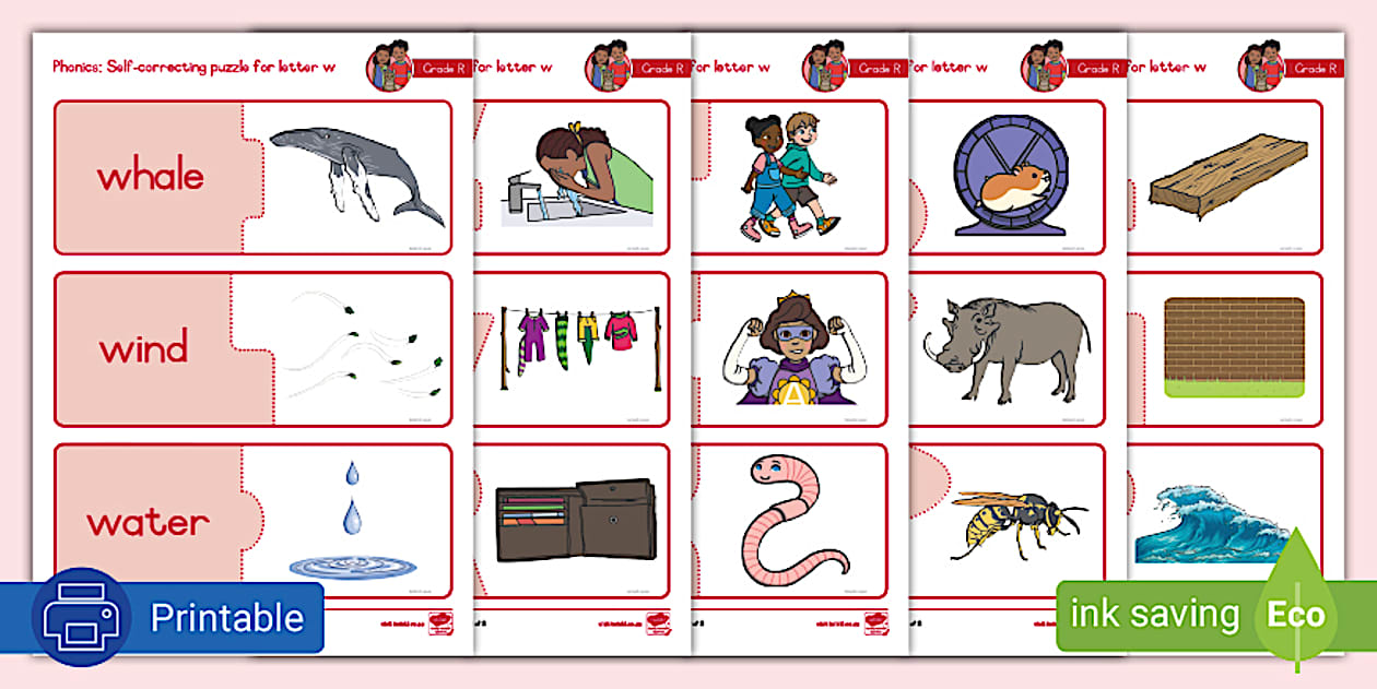 Ws Words Grade R Phonics: Self-correcting Puzzle Letter w - Twinkl