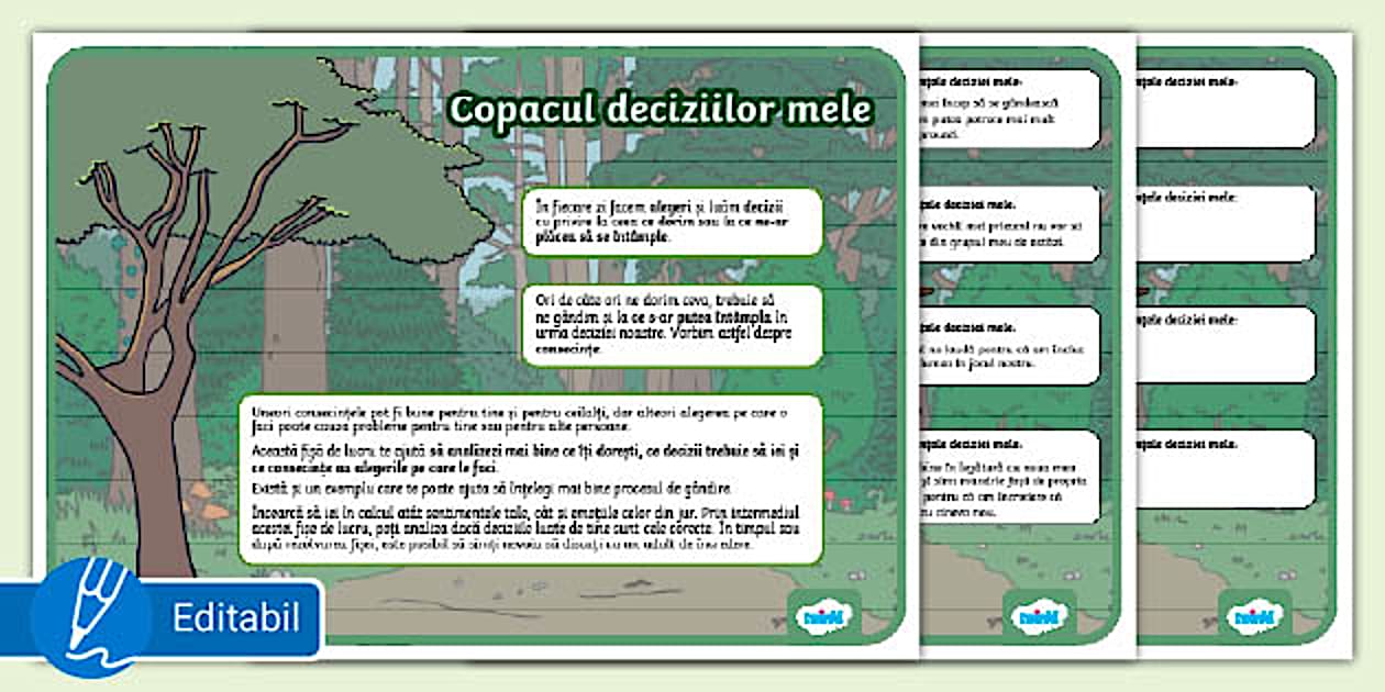 Copacul deciziilor – Fișă de lucru (teacher made)