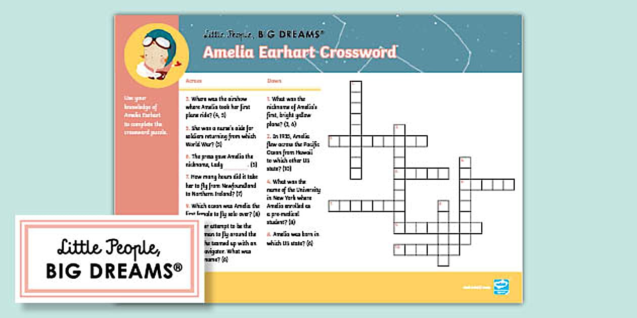 Amelia Earhart Crossword Little People Big Dreams