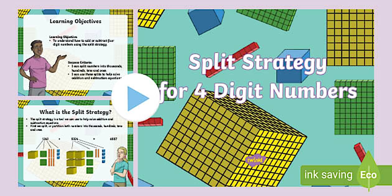 Split Number Strategy Split Strategy for 4 Digit Numbers PowerPoint (teacher made)