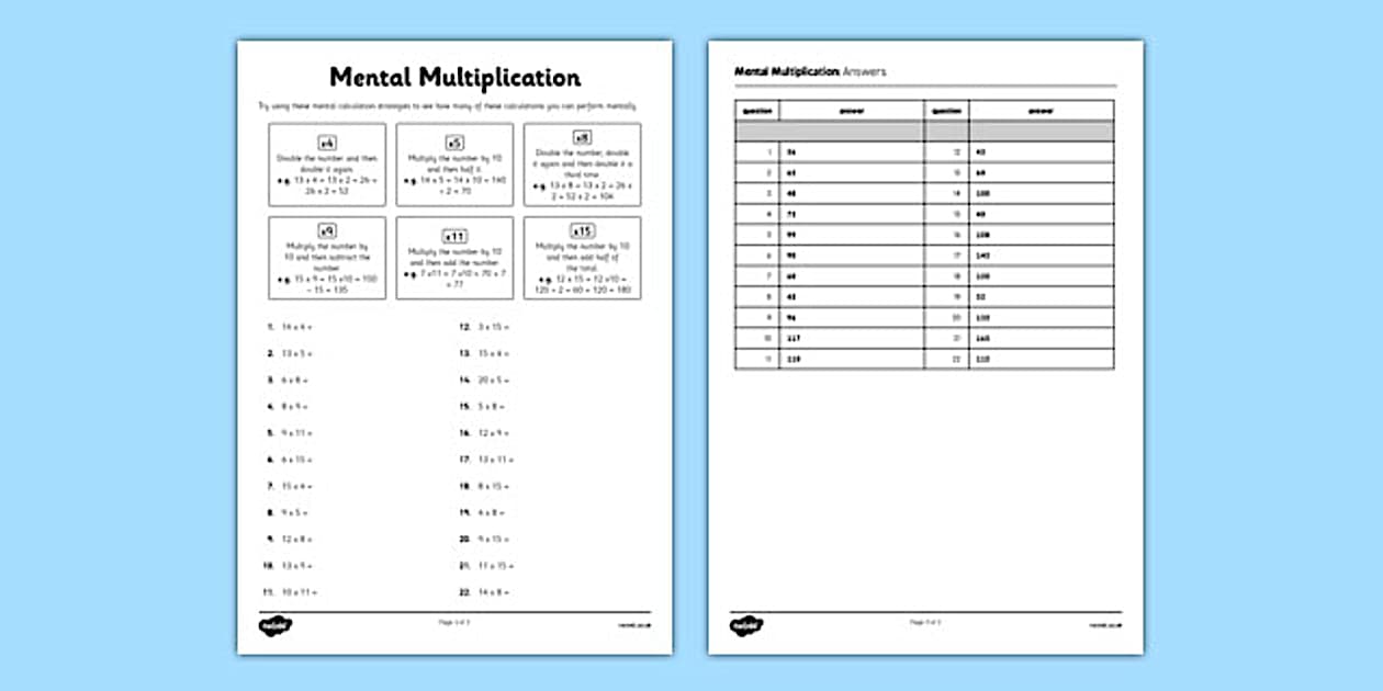 Mental Maths Multiplication Questions | Teacher-Made