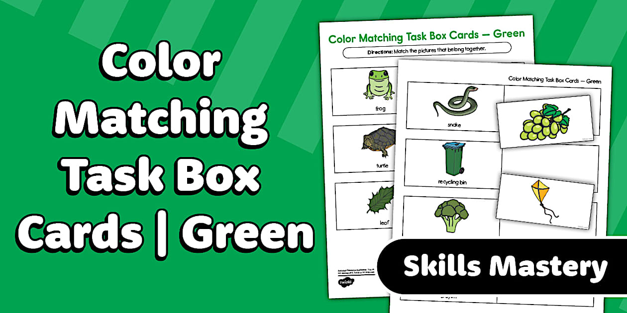 Color Matching Task Box Cards – Green